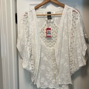 Vince Camuto White Lace Open Cardigan - one size NWT